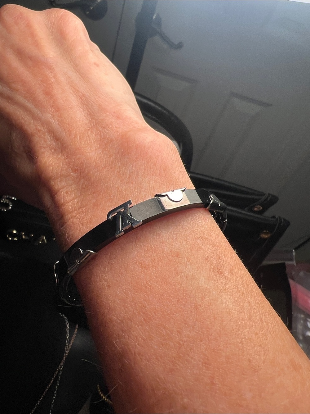 Black and Silver Logo Bangle - Picture 4 of 5